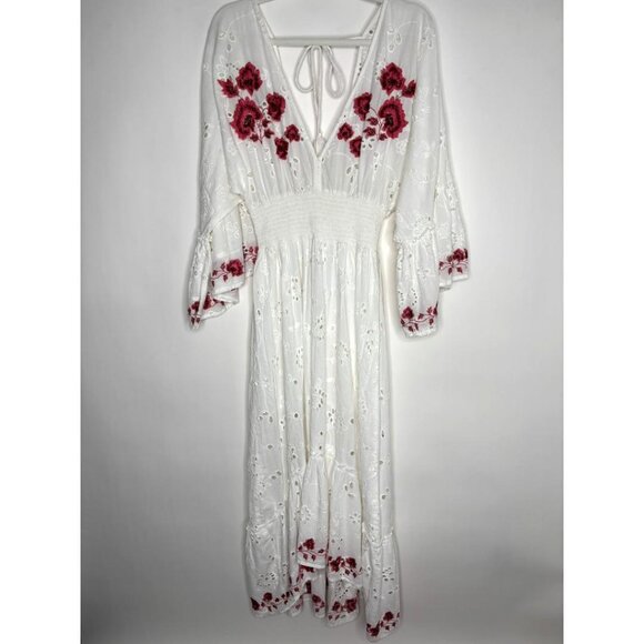 Anthropologie MISA Los Angeles Shadi Dress Medium Eyelet Embroidered Roses New - Picture 2 of 16